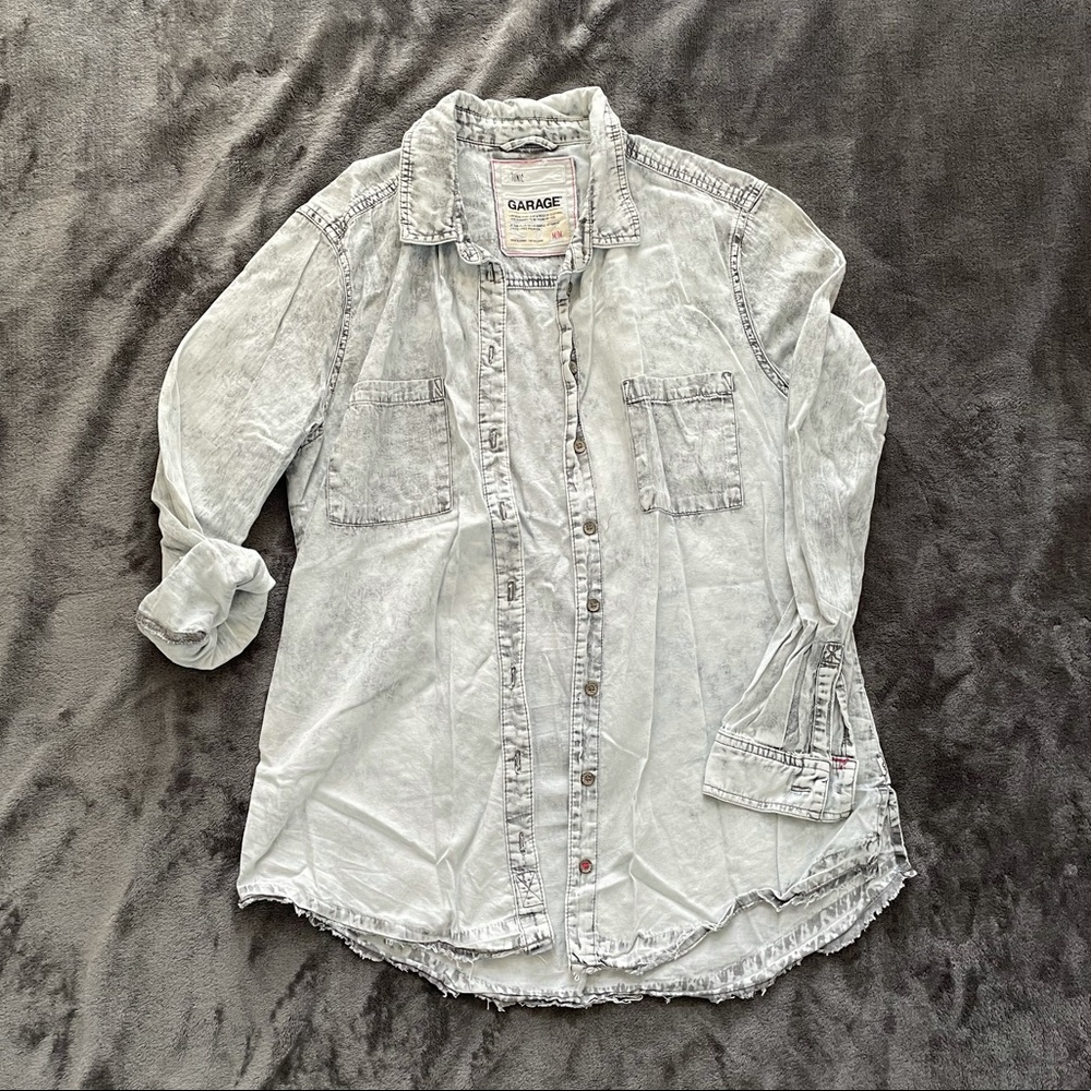 Garage Light wash button down tunic size M
